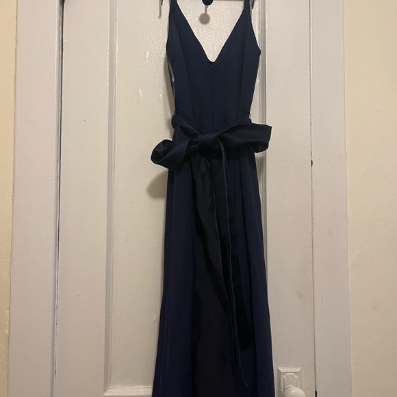 David’s Bridal V-Neck Crepe Mermaid Bridesmaids Dress VW360489 in Navy Blue NWT - Picture 5 of 8